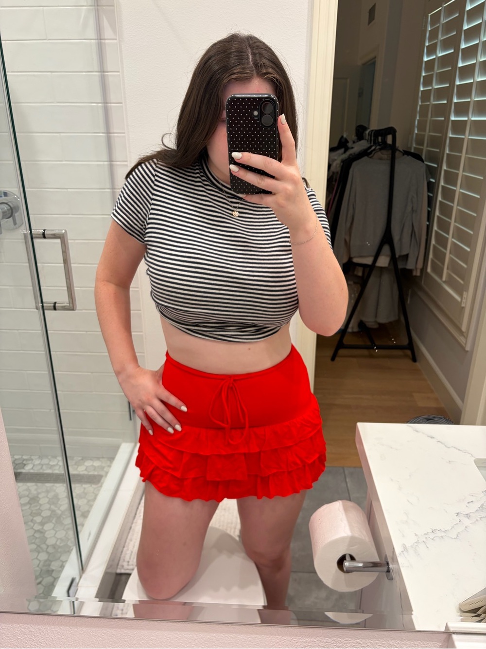 NWT More to Come Red Ruffle Skirt